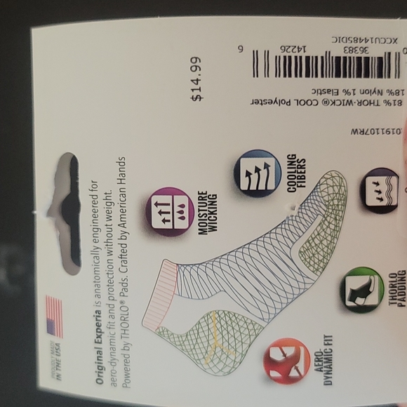 THORLO EXPERIA TIGER PAWS MICRO MINI LOW SOCKS: WHITE/GRAY: NWT: SZ XL - Picture 3 of 3